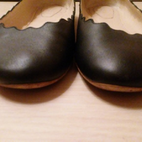 Chloe Lauren Scalloped Black Ballet Flat size 38 - Picture 3 of 7
